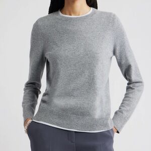 Nordstrom 100% Cashmere Crew Neck Sweater in Grey Marle, size Large
